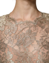 Dolce & Gabbana Gold Floral Lace A-line Sheath Mini Women's Dress
