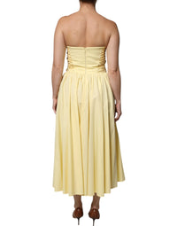 Philosophy Yellow Cotton Corset Midi Women's Dress