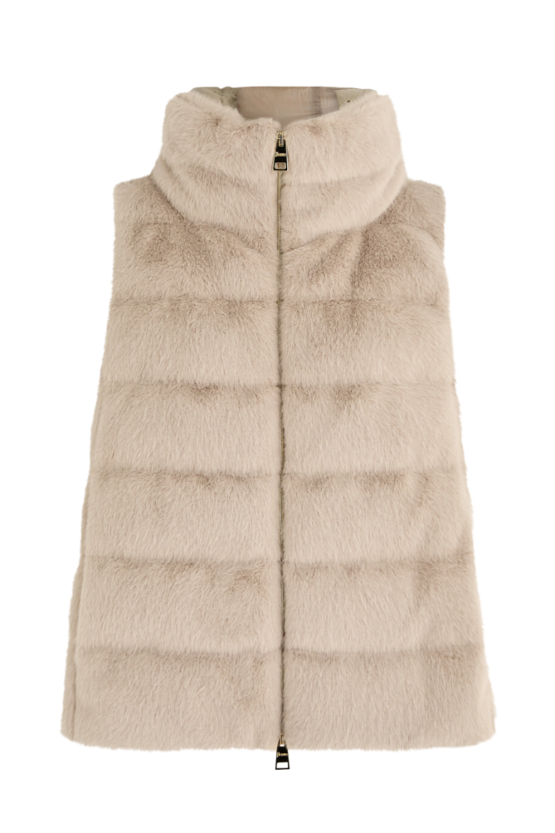 Herno Woman's High-Neck Padded Vest Khaki
