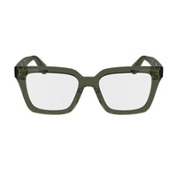 Salvatore Ferragamo Eyeglasses Square Full Rim, Transparent Khaki Frame and Clear Demo Lenses Lens SF2985320