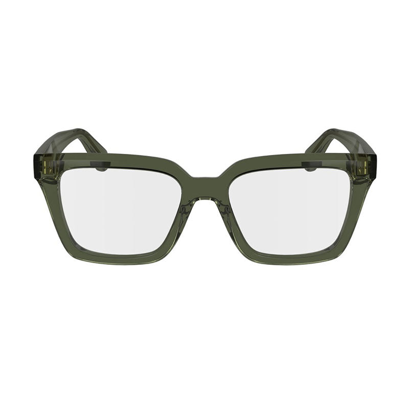 Salvatore Ferragamo Eyeglasses Square Full Rim, Transparent Khaki Frame and Clear Demo Lenses Lens SF2985320