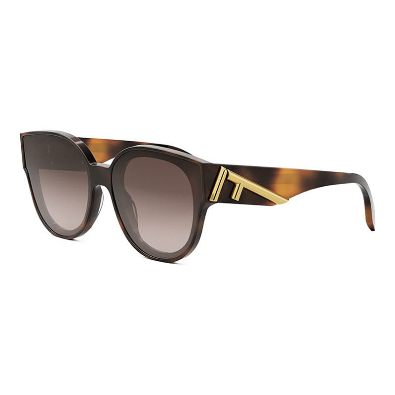 Fendi Fendi Round Full Rim, with a Shiny Dark Havana frame and Brown Gradient lens.
