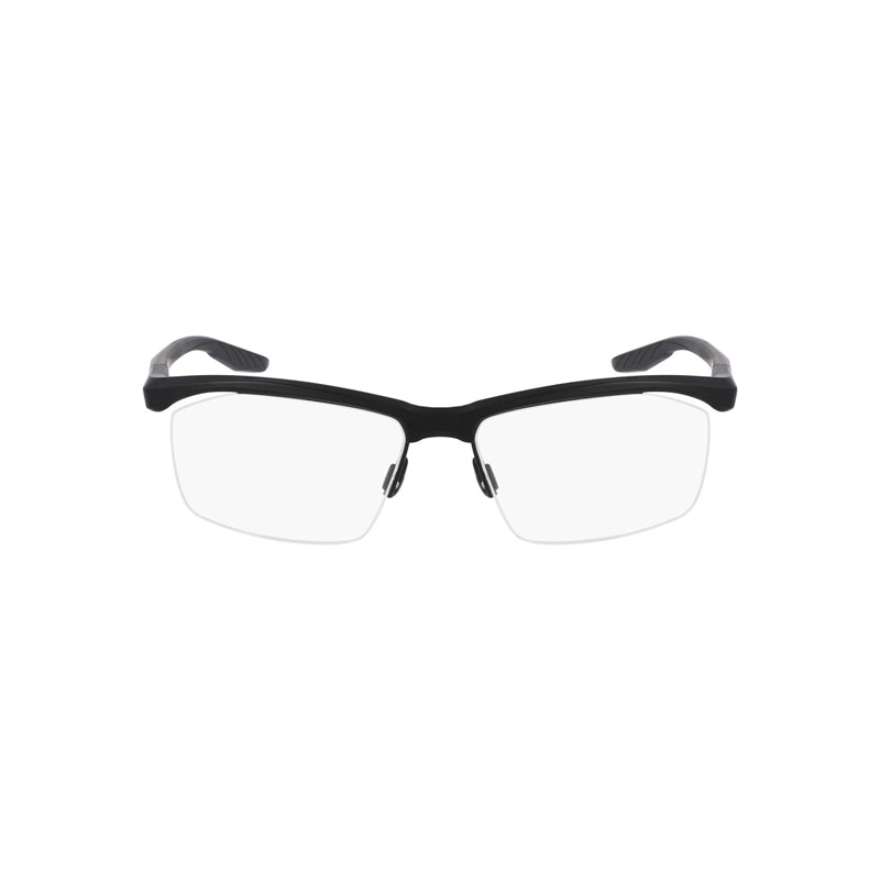 Nike Nike Eyeglasses Rectangle Semi Rim, Matte Black Frame and Clear Demo Lens Lens NIKE7402N001