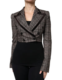 Dolce & Gabbana Dolce & Gabbana Brown Plaid Long Sleeve Cropped Coat Women's Jacket