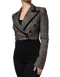 Dolce & Gabbana Dolce & Gabbana Brown Plaid Long Sleeve Cropped Coat Women's Jacket