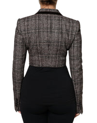 Dolce & Gabbana Dolce & Gabbana Brown Plaid Long Sleeve Cropped Coat Women's Jacket