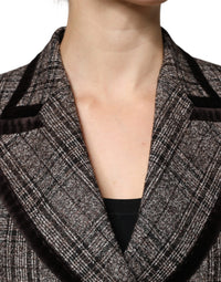 Dolce & Gabbana Dolce & Gabbana Brown Plaid Long Sleeve Cropped Coat Women's Jacket