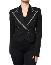 Dolce & Gabbana Dolce & Gabbana Black Crystal Double Breasted Blazer Women's Jacket