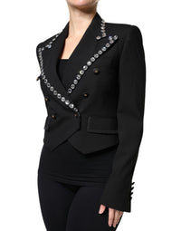 Dolce & Gabbana Dolce & Gabbana Black Crystal Double Breasted Blazer Women's Jacket