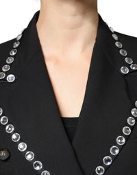 Dolce & Gabbana Dolce & Gabbana Black Crystal Double Breasted Blazer Women's Jacket