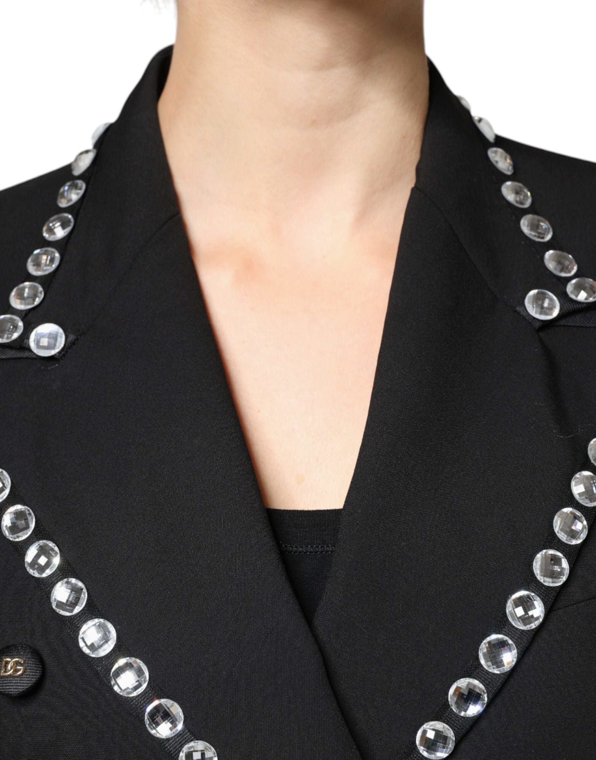 Dolce & Gabbana Dolce & Gabbana Black Crystal Double Breasted Blazer Women's Jacket