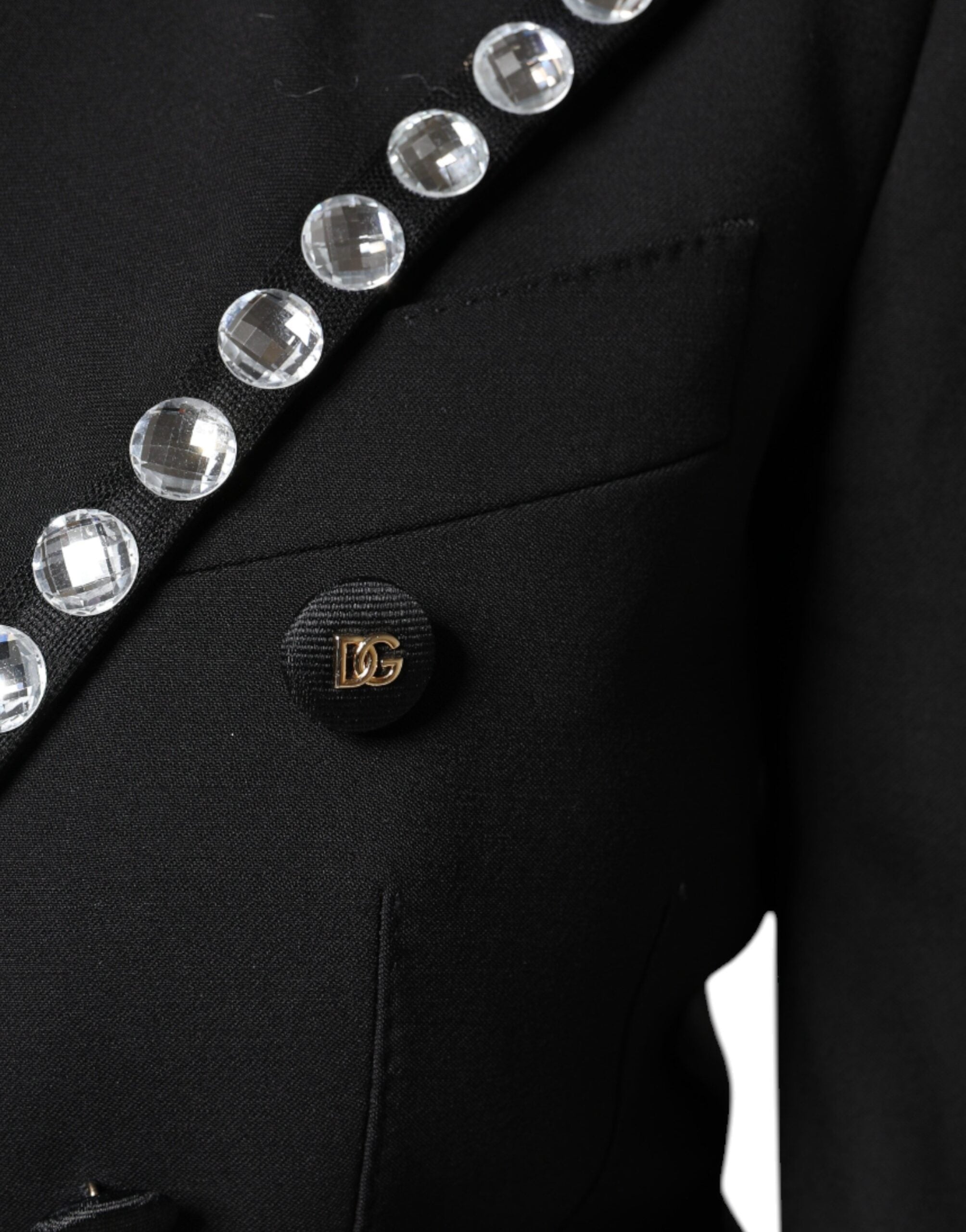 Dolce & Gabbana Dolce & Gabbana Black Crystal Double Breasted Blazer Women's Jacket