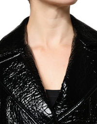 Dolce & Gabbana Dolce & Gabbana Black Leather Cropped Long Sleeve Coat Women's Jacket