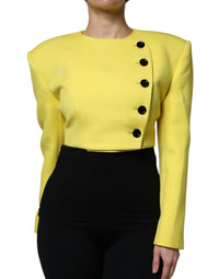 Dolce & Gabbana Dolce & Gabbana Lemon Yellow Wool Long Sleeves Cropped Coat Women's Jacket