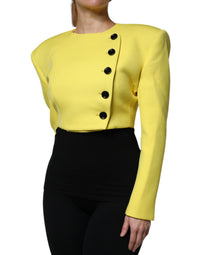 Dolce & Gabbana Dolce & Gabbana Lemon Yellow Wool Long Sleeves Cropped Coat Women's Jacket