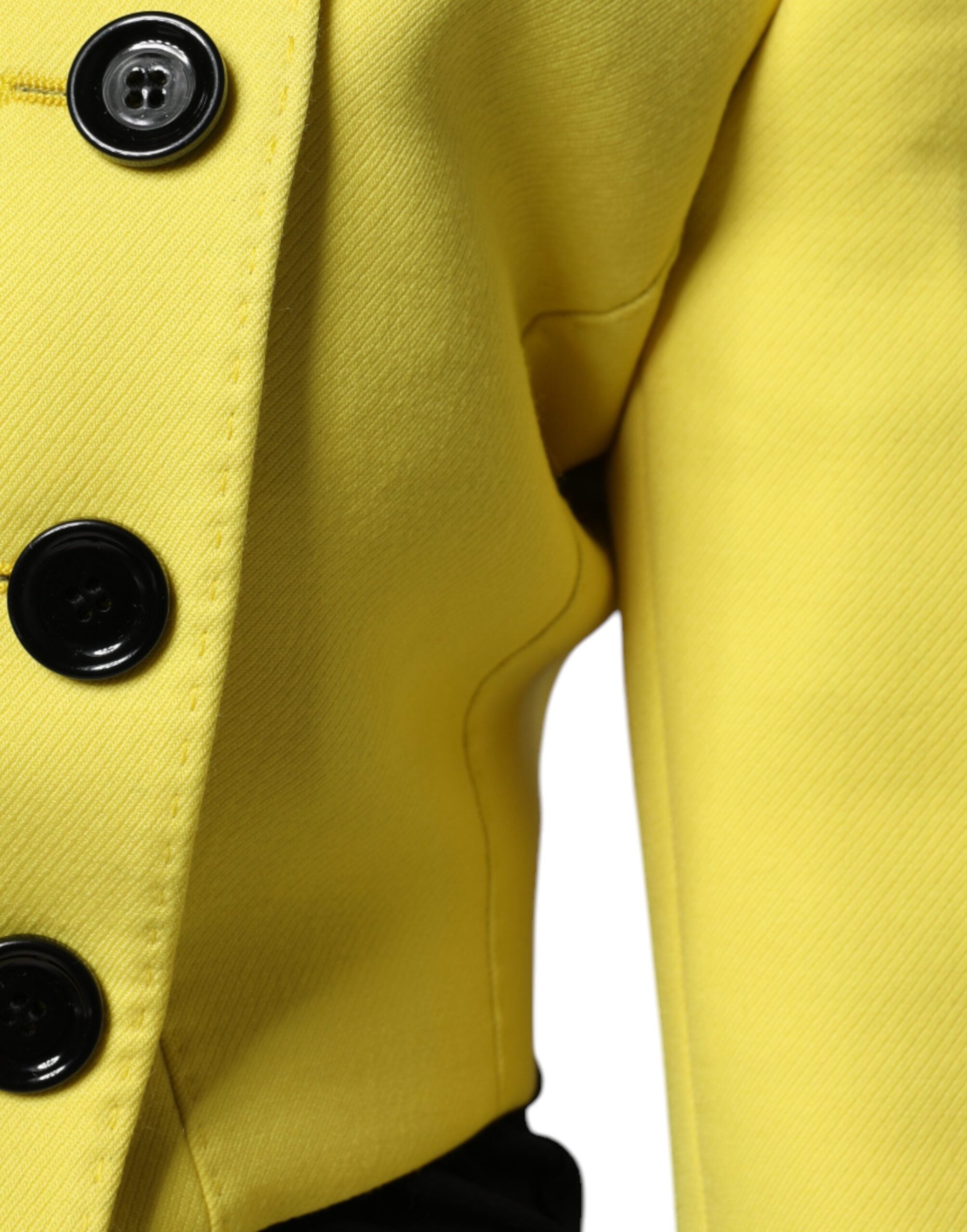 Dolce & Gabbana Dolce & Gabbana Lemon Yellow Wool Long Sleeves Cropped Coat Women's Jacket