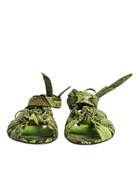 Dolce & Gabbana Dolce & Gabbana Green Animal Print Ankle Wrap Sandals Women's Shoes