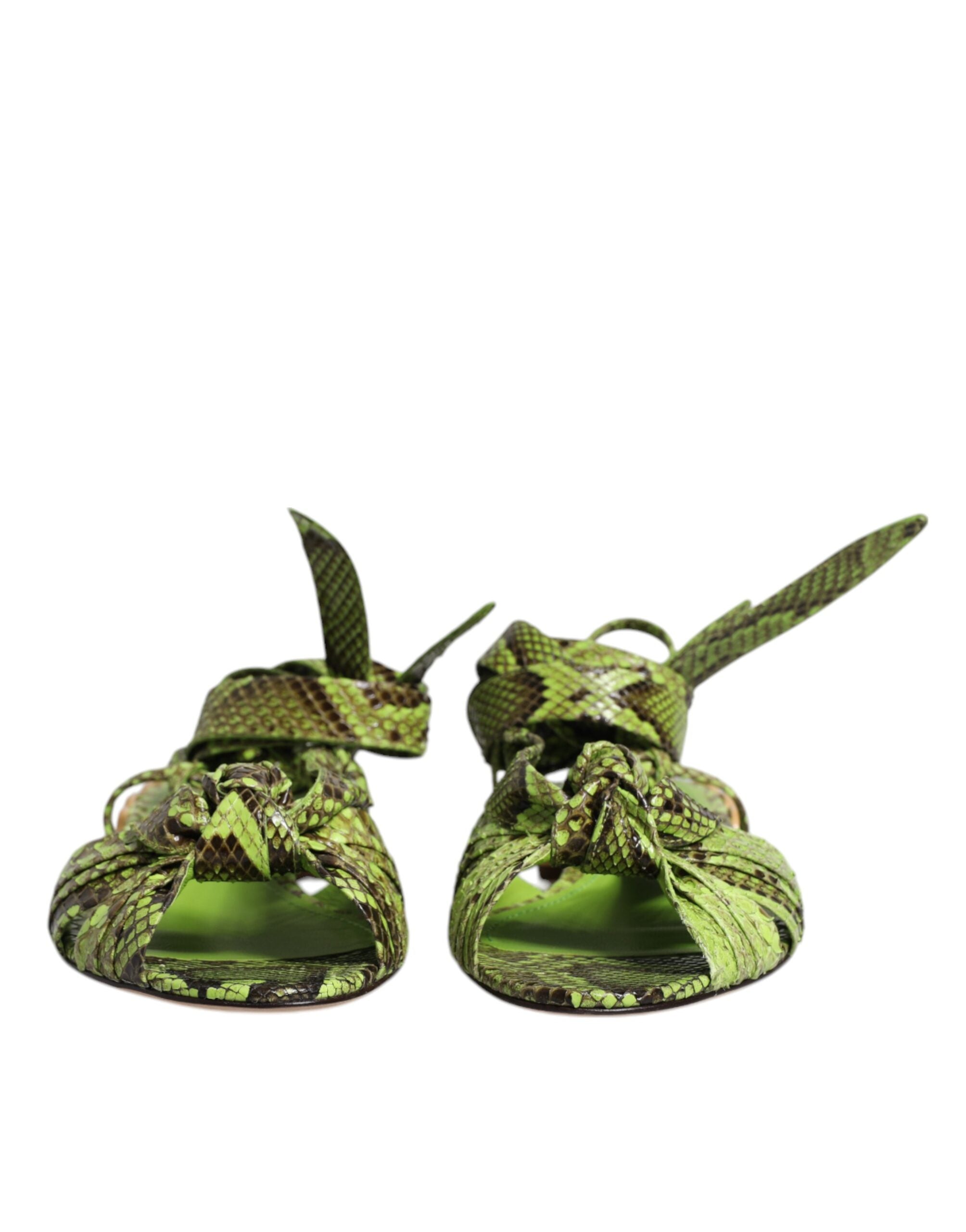 Dolce & Gabbana Dolce & Gabbana Green Animal Print Ankle Wrap Sandals Women's Shoes