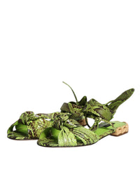 Dolce & Gabbana Dolce & Gabbana Green Animal Print Ankle Wrap Sandals Women's Shoes