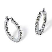 PalmBeach Jewelry Silvertone Round Simulated Birthstone Inside Out Hoop Earrings (30mm)