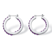 PalmBeach Jewelry Silvertone Round Simulated Birthstone Inside Out Hoop Earrings (30mm)