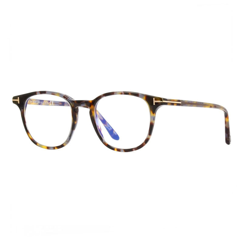 Tom Ford Tom Ford Eyeglasses Round Full Rim, Coloured Havana Frame and Clear/Blue-Light Block Lenses Lens FT5832-B055