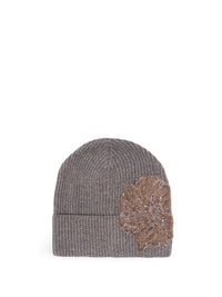 Brunello Cucinelli Women Cashmere Beanie With Floral Embroidery