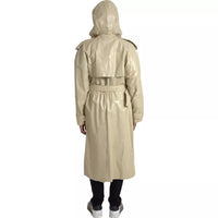 Bottega Veneta Beige Lambskin Leather Trench Coat Men's Jacket