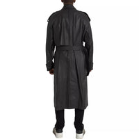 Bottega Veneta Black Leather Men Waterproof Trenchcoat Men's Jacket