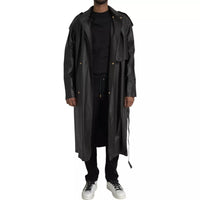 Bottega Veneta Black Leather Men Waterproof Trenchcoat Men's Jacket