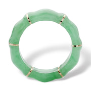 PalmBeach Jewelry 10K Yellow Gold Round Genuine Green Jade Bamboo Ring (6.5mm) Sizes 7-10
