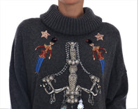 Dolce & Gabbana Dolce & Gabbana Fairy Tale Crystal Gray Cashmere Women's Sweater