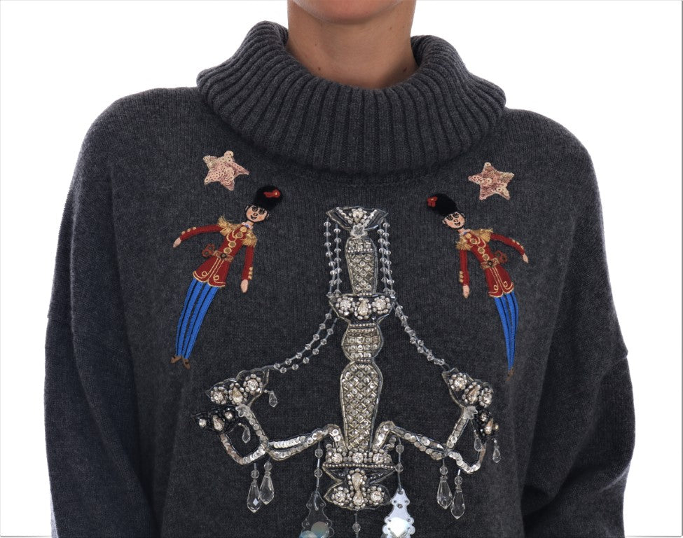 Dolce & Gabbana Dolce & Gabbana Fairy Tale Crystal Gray Cashmere Women's Sweater
