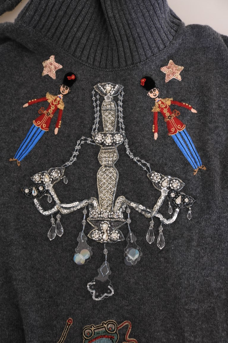 Dolce & Gabbana Dolce & Gabbana Fairy Tale Crystal Gray Cashmere Women's Sweater