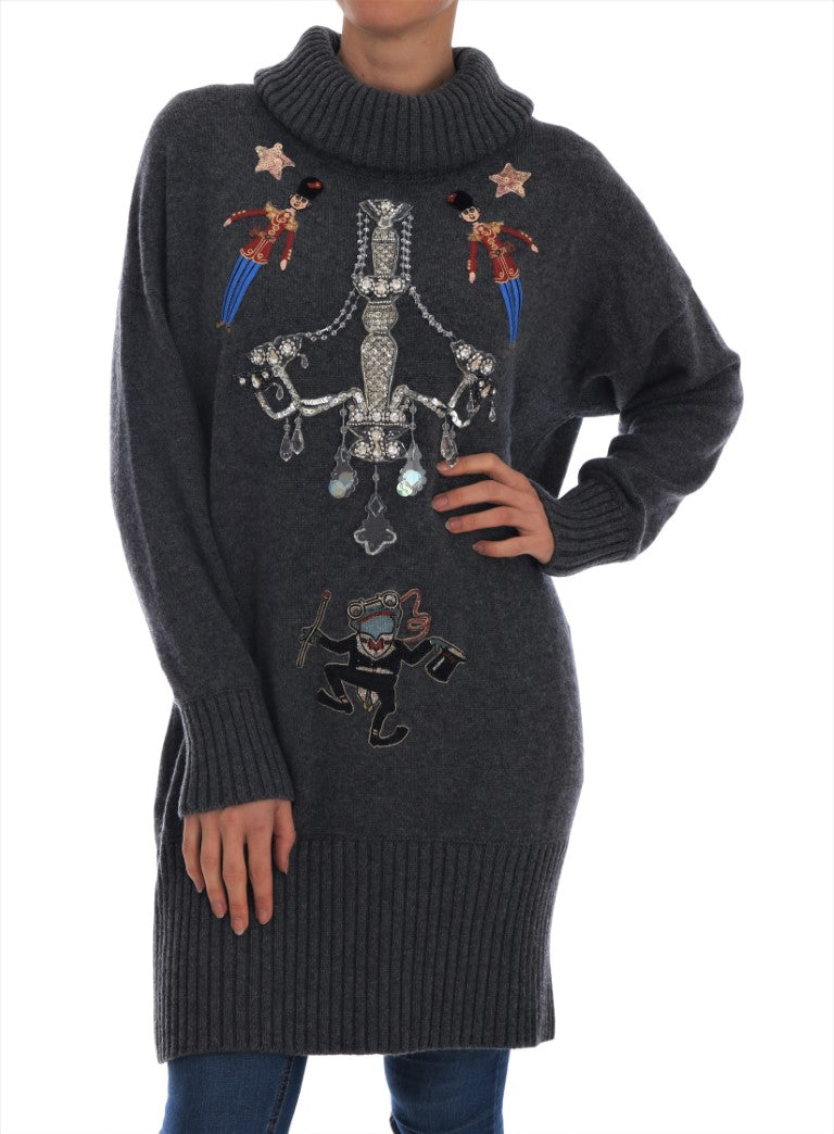 Dolce & Gabbana Dolce & Gabbana Fairy Tale Crystal Gray Cashmere Women's Sweater