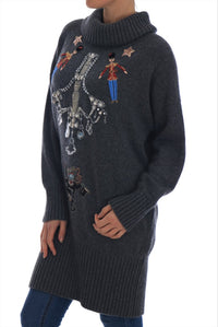 Dolce & Gabbana Dolce & Gabbana Fairy Tale Crystal Gray Cashmere Women's Sweater