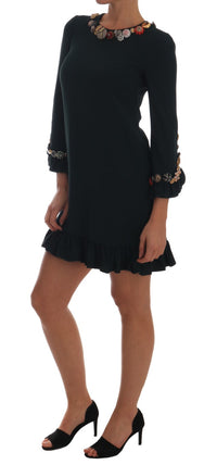 Dolce & Gabbana Crystal Green Stretch A-Line Short Women's Dress