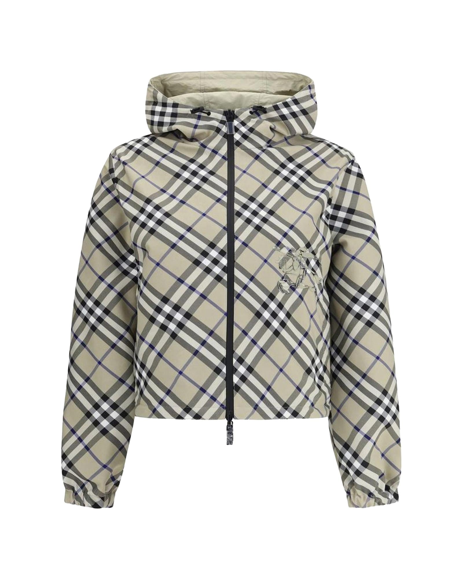Burberry Check Pattern ZipUp Jacket Women Grey | Grey Jackets & Coats