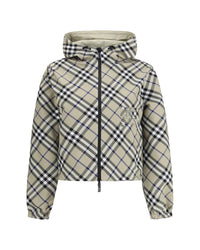 Burberry Check Pattern ZipUp Jacket Women Grey | Grey Jackets & Coats