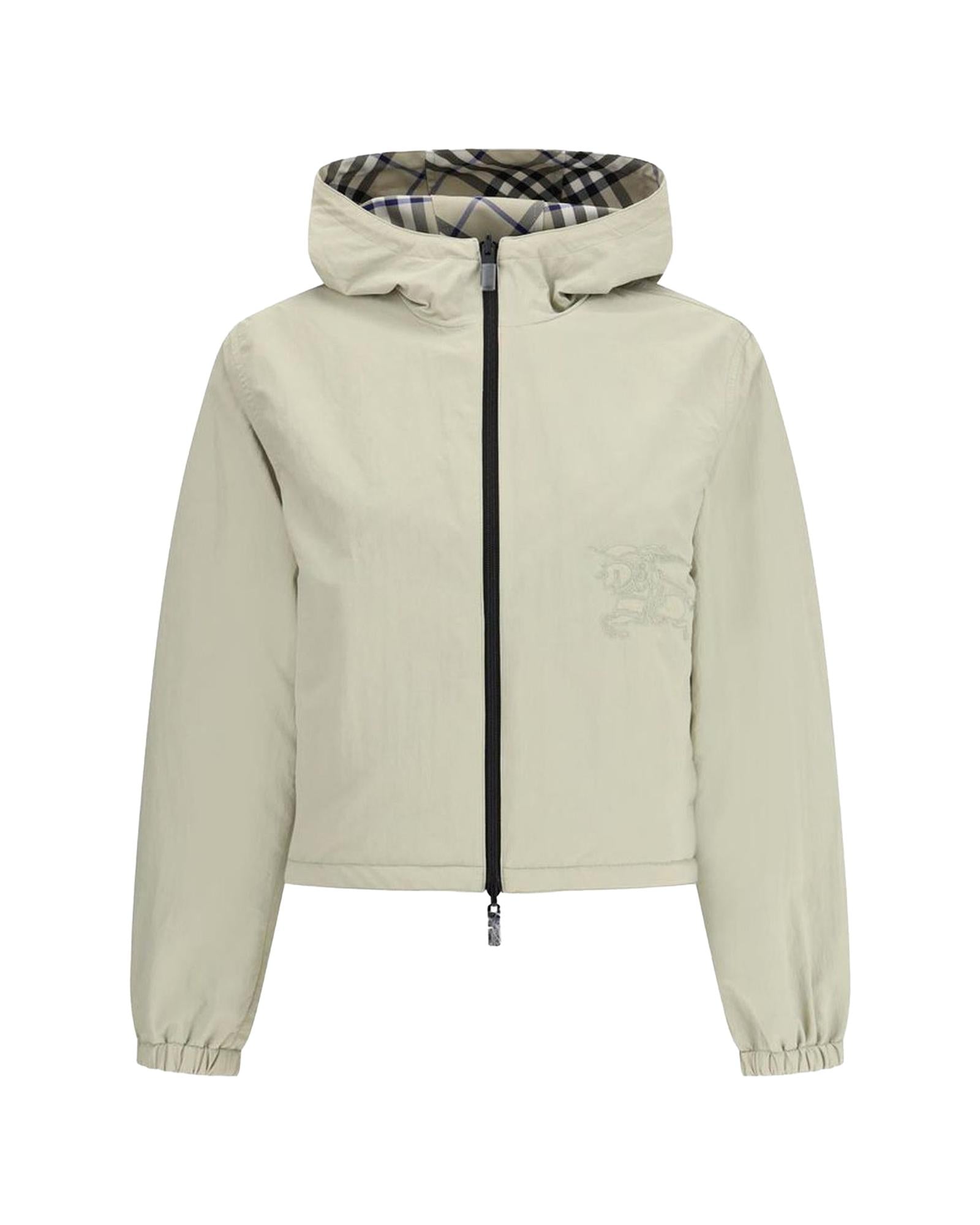 Burberry Check Pattern ZipUp Jacket Women Grey | Grey Jackets & Coats