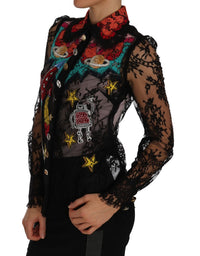 Dolce & Gabbana Dolce & Gabbana Black Lace Crystal SPACE Women's Shirt
