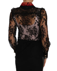 Dolce & Gabbana Dolce & Gabbana Black Lace Crystal SPACE Women's Shirt