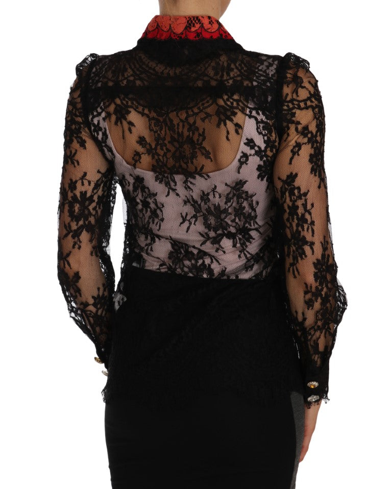 Dolce & Gabbana Dolce & Gabbana Black Lace Crystal SPACE Women's Shirt