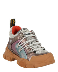 Gucci Womens Flashtrek Metallic Leather Sneakers