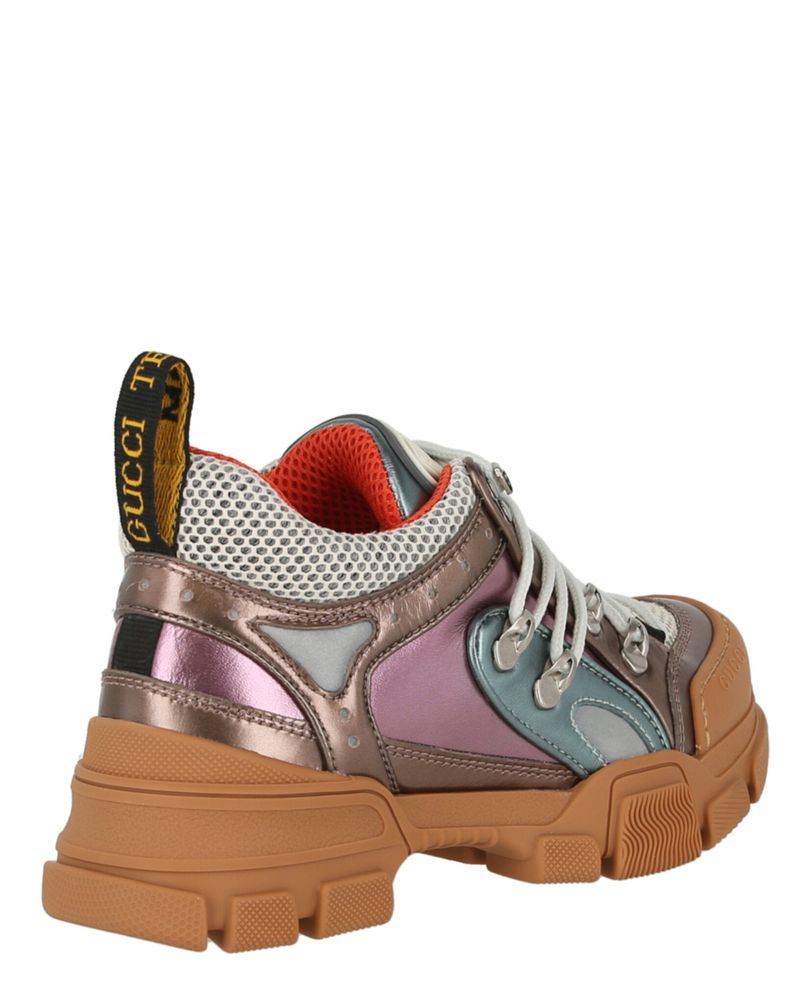 Gucci Womens Flashtrek Metallic Leather Sneakers