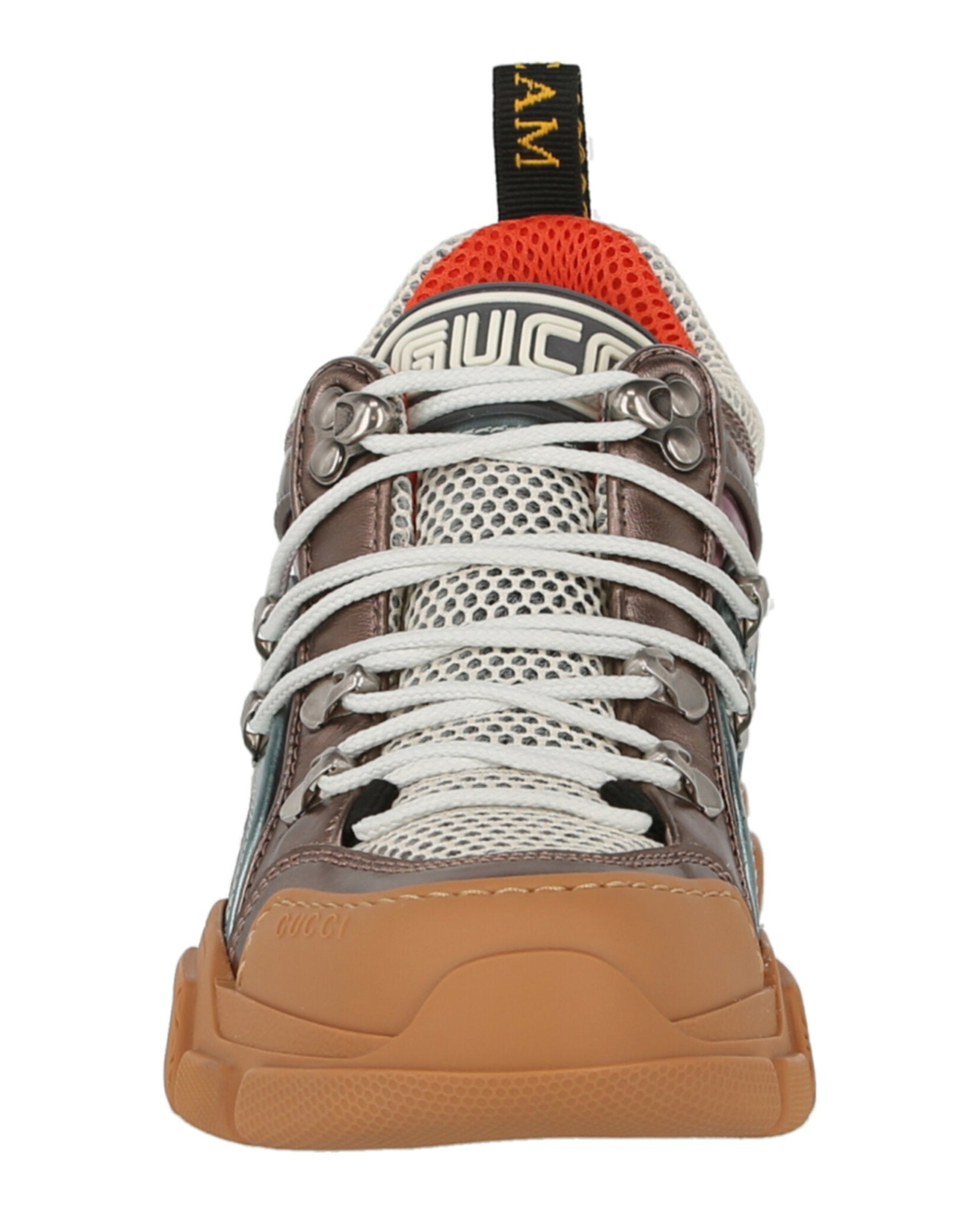 Gucci Womens Flashtrek Metallic Leather Sneakers