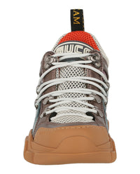 Gucci Womens Flashtrek Metallic Leather Sneakers