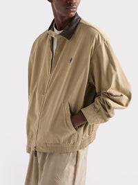 Prada Men Cord Cotton Jacket With Leather Details