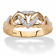PalmBeach Jewelry Yellow Gold-plated Sterling Silver Genuine Diamond Accent Interlocking Heart Promise Ring Sizes 5-10