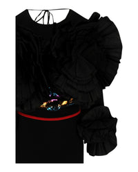 Gucci Womens Pleated Flower Long Sleeve Dress